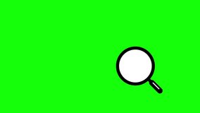 Animation of exclamation mark and magnifying glass. (Chromakey background)