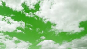 Time lapse video of clouds moving on a green screen background.