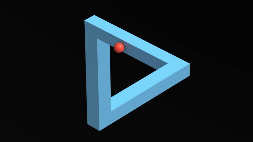 penrose triangle also called the impossible triangle 3d animation. can be used to represent endless infinity, visual perception illusion or paradox concept Royalty-Free Stock Footage #3438151251