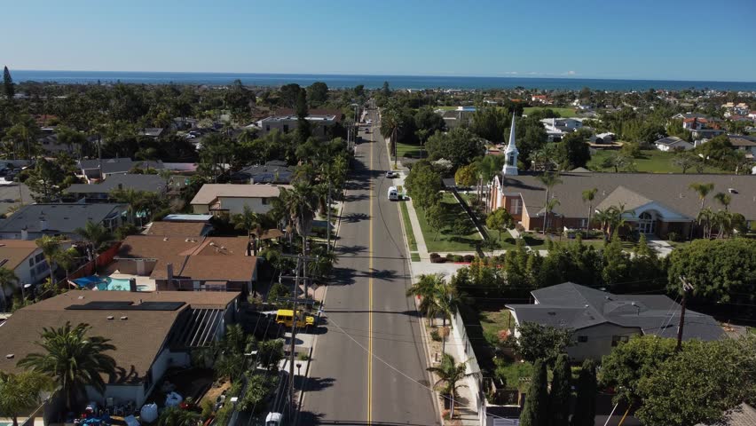 4K Drone Aerial Video Of Lds Mormon Church Building, Oceanside, California. The Church Of Jesus Christ Of Latter-Day Saints, Lds, Mormon Church. International Christian Religion