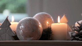Advent decoration  footage with burning candles and modern design, full HD Video 1080 at 25 fps