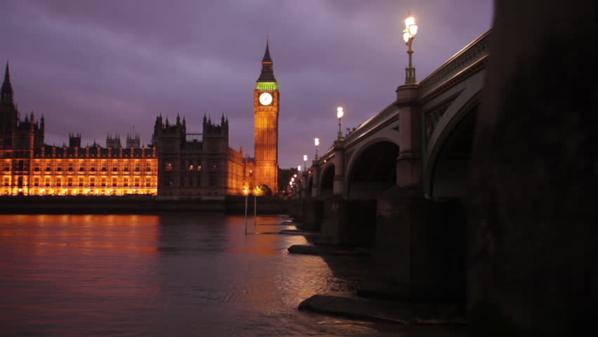 Evening shot of Westminster and Big Ben in London
