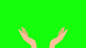 Close up of both hands holding a heart icon in flat design style on green screen background 4k. Valentine's day, women's day and health care concept.