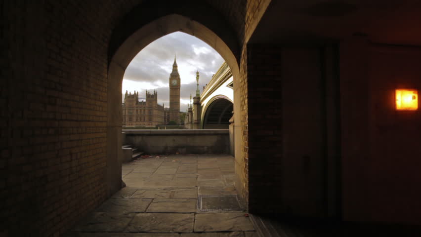 Viewing Big Ben from an archway in England