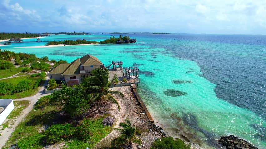 Huraa Island - Maldives - Aerial view along the shore