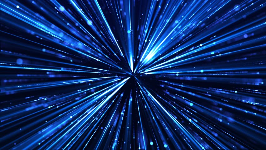 abstract background of neon flying light lines, animation of bright light lines and particles, movement of glowing rays, sci-futuristic, seamless loop, 4K.
