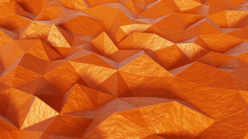 Realistic DOF camera abstract looping 3D animation of the moving orange peel polygonal pattern rendered in UHD as motion background