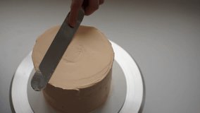 cake blank. close-up view. cake top view. slow-motion video. High-quality shooting in 4K format