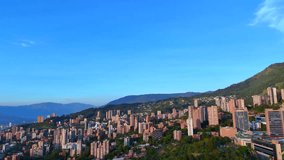 Panoramic aerial video over the southeast of the city of Medellín, Barrio El Poblado