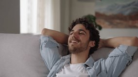 Happy lazy young man relax daydream meditate sit on comfortable sofa at home in living room, calm guy rest breathing fresh air having nap with eyes closed feel peace of mind, no stress free relief
 - Powered by Shutterstock - Get 15% off with code: PIKWIZARD15