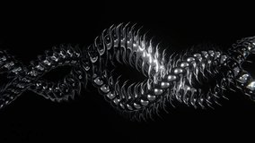 Abstract chrome 3D snake shape dragon skin scales infinity knot DNA background. Seamless loop animation 4K 30 fps - Powered by Shutterstock - Get 15% off with code: PIKWIZARD15