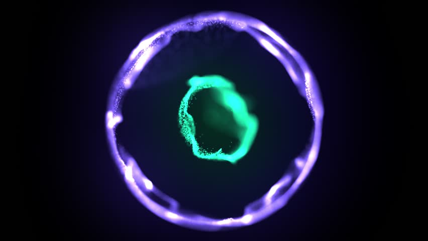 Colorful luminous glowing double rotating abstract sphere. Aqua and purple energetic sphere. Neutron star on black background. Abstract glowing shapes. Digital art. 4K loop. 3D rendering - Powered by Shutterstock - Get 15% off with code: PIKWIZARD15