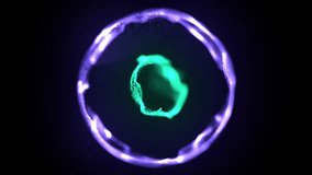 Colorful luminous glowing double rotating abstract sphere. Aqua and purple energetic sphere. Neutron star on black background. Abstract glowing shapes. Digital art. 4K loop. 3D rendering - Powered by Shutterstock - Get 15% off with code: PIKWIZARD15