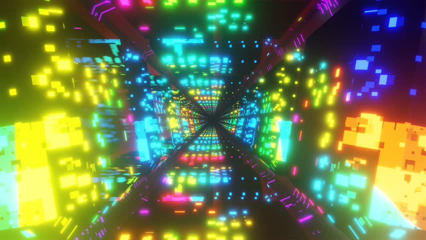 Seamless endless looping animation of the rotational movement of shiny, glowing high-tech elements