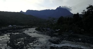 4K Footage Aerial view of Majestic Mount Kinabalu during sunrise