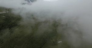 Aerial view of Kundasang town with dramatic cloud formation