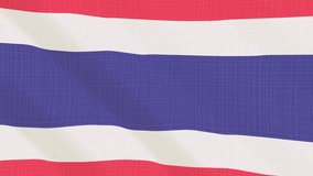 Thailand flag waving in the wind. Background with rough textile texture. Animation loop. Element for web site, presentation, import into video.