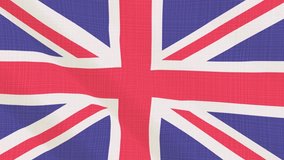 United Kingdom flag waving in the wind. Background with rough textile texture. Animation loop. Element for web site, presentation, import into video.