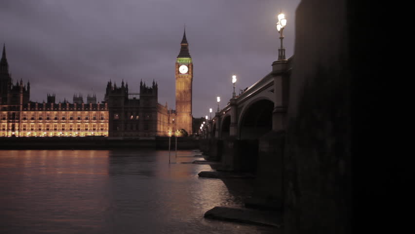 Evening shot of Big Ben and Westminster in London, England