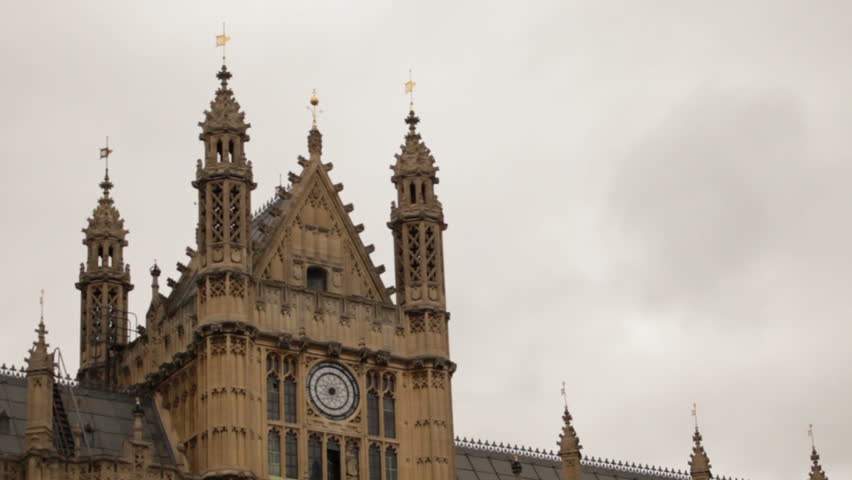 Panning view of the Westminster palace up close in London, England.