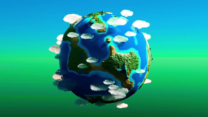 Earth day concept. Abstract Earth globe. World map design. Global sphere planet. Planet Earth with ocean continents and mountains rotating on gradient blue and green background. seamless loop Royalty-Free Stock Footage #3439007089