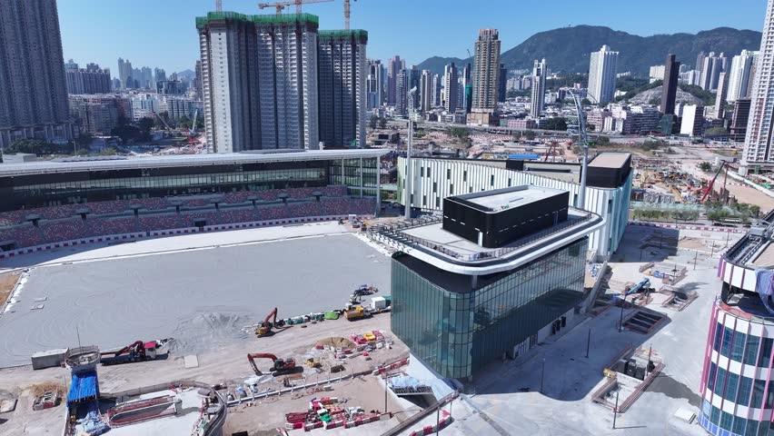 Kai Tak Sports Park Cruise Terminal Hong Kong Kowloon, a multi-purpose athletes venue stadium and public sports ground with commercial and residential construction project near Victoria harbour