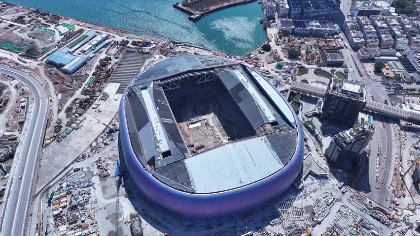 Kai Tak Sports Park Cruise Terminal Hong Kong Kowloon, a multi-purpose athletes venue stadium and public sports ground with commercial and residential construction project near Victoria harbour