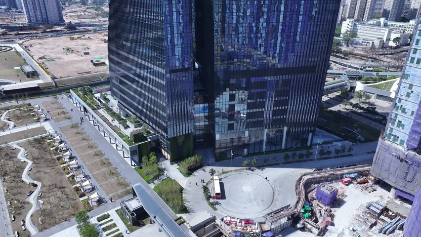 Hong Kong Kai Tak Subway Station roof land development is developed into a multi-functional CBD urban area including commercial residences, retail offices and parks and leisure facilities