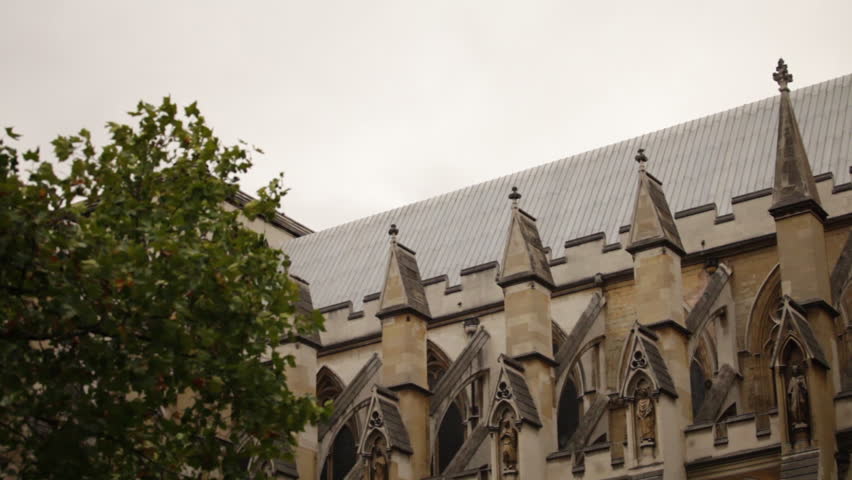 Flying buttresses of Westminster Abbey in London.