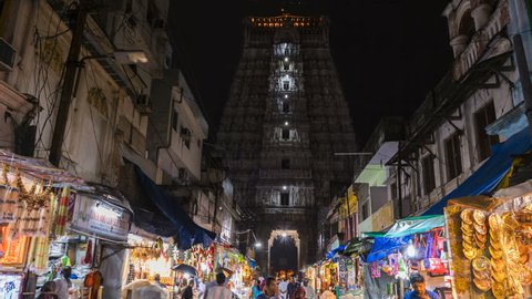 Tirupati 09.10.2017: Govindaraj temple night time lapse 4k footage