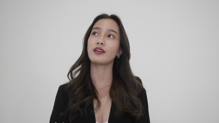 White collar worker show positive emotion on white background. Business and formal wear.