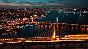aerial video of haliç bridge 