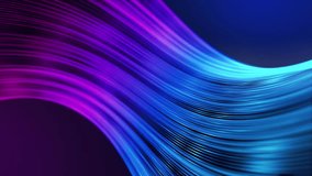 Abstract twisted curves motion blurred glowing waves lines. 3D video loop art design background.