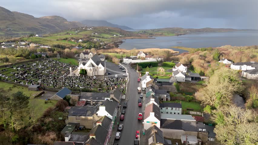 Aerial view of the Diamond in Ardara in County Donegal - Ireland