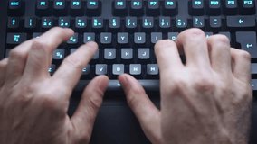 Close up, 4k, 24 fps footage of man using computer keyboard - Powered by Shutterstock - Get 15% off with code: PIKWIZARD15