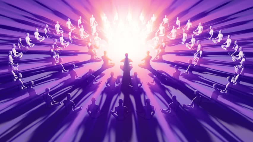 looped 3d animation many yogis meditate  realizing their inner light Royalty-Free Stock Footage #3439544371