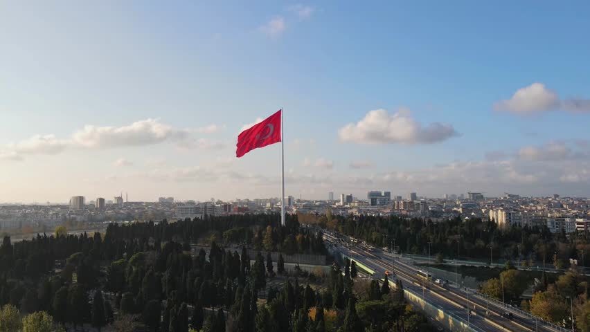 The glorious Turkish flag is waving Royalty-Free Stock Footage #3439568817