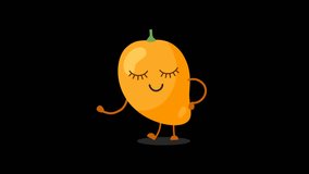 2D Cartoon Animation of Fruit Elements showing the Mango Fruit Mascot swaying with a calm expression