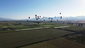 Aerial 4k of Panguitch Utah Summer Hot Air Balloon Festival 