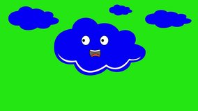 Animation of cartoon clouds with surprised expression. Suitable for educational additional materials video projects. 