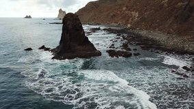 video of waves lapping a rocky shore in Tenerife