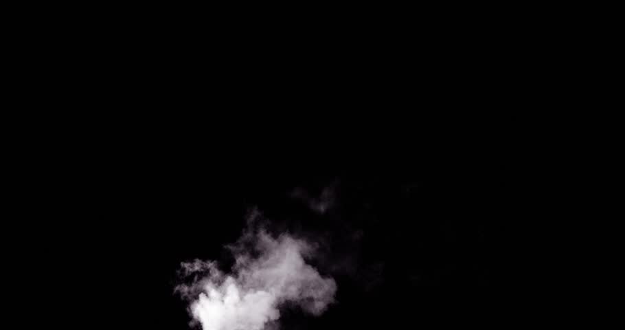 Fume Smoke Medium smoke, suitable for smoke from chimney, pipe, plume black background White Fume Slowly Floating Rises Up. Abstract Haze Cloud. Animation Mist Effect. Smoke Stream Effect 4K