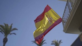 Spain flag waving slow motion, wavy motion, on blue background, Spanish flag, Close-up of Spanish Flag, national flag, spain - Powered by Shutterstock - Get 15% off with code: PIKWIZARD15