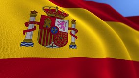 Spain flag waving slow motion, wavy motion, on blue background, Spanish flag, Close-up of Spanish Flag, national flag, spain - Powered by Shutterstock - Get 15% off with code: PIKWIZARD15
