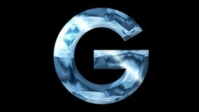 G letter alphabet silver blue shine animation video