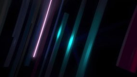 Flight through moving multi colored pillars and neon lights. Abstract Futuristic 4K Infinite Loop 3D Animation on black background. - Powered by Shutterstock - Get 15% off with code: PIKWIZARD15