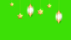 Ramadan Islamic lantern animation on a green screen. Ramadan lantern hangs down from top to bottom with key color. Chroma key
 - Powered by Shutterstock - Get 15% off with code: PIKWIZARD15