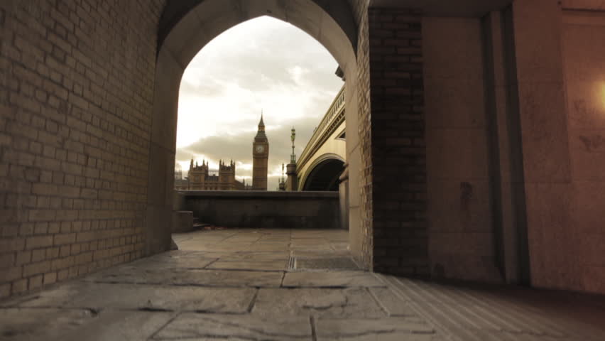 London's Big Ben viewed from a tunnel