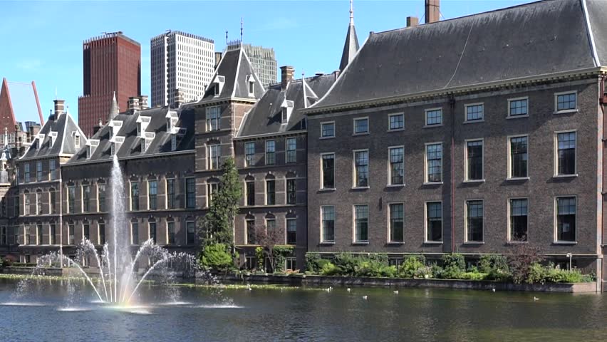 Binnenhof complex, the world's oldest House of Parliament still in use. Built in the 13th century . The Hague, the Netherlands. Royalty-Free Stock Footage #34400449