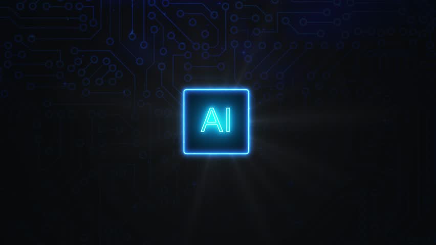 Futuristic cyber innovation, process automation and artificial brains. Data transfer in futuristic chip board, AI based virtual computer on black background. Looped, seamless, repetitive animation, 4k Royalty-Free Stock Footage #3440049657